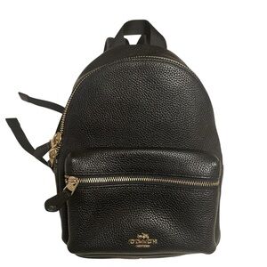 Coach Black Leather Bag with Gold Zipper